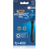 BIC scheermesjes - Hybrid 3 Flex Scheersysteem voor Mannen - 1 scheerapparaat + 4 navulmesjes