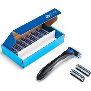 BIC Razors Hybrid 3 Flex scheerapparaat voor heren, 90% gerecycled kunststof, 10 navullingen met 3 messen, smeerband, 1 + 10 stuks