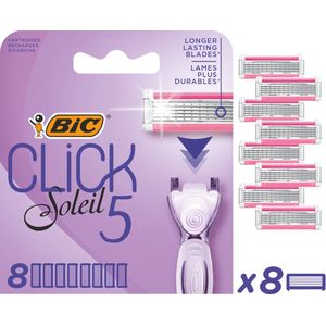 BIC scheermesjes - Click 5 Soleil Scheersysteem navulmesjes voor vrouwen - 5 scheerbladen - 8 scheermesjes zonder houder