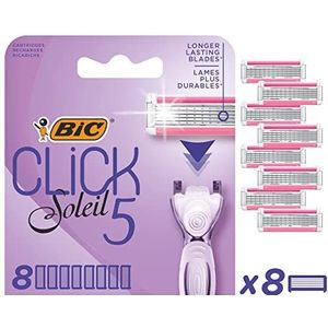 BIC scheermesjes - Click 5 Soleil Scheersysteem navulmesjes voor vrouwen - 5 scheerbladen - 8 scheermesjes zonder houder