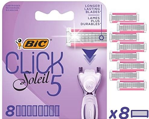 BIC scheermesjes - Click 5 Soleil Scheersysteem navulmesjes voor vrouwen - 5 scheerbladen - 8 scheermesjes zonder houder