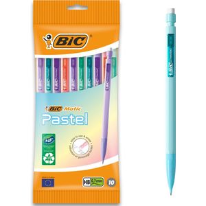 BIC Matic Fun Pastel - Vulpotlood - Pastel - Met gum - Potloden - 3 navullingen - 10 Stuks