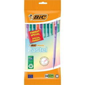 Bic - BicMatic - Vulpotlood - Geassorteerde Pastelkleuren - 0,7 mm - Blister van 10 stuks