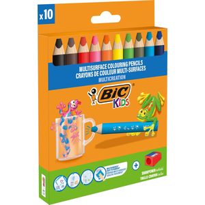 Bic Kids kleurpotlood Multisurface, assorti, etui van 10 stuks + slijper