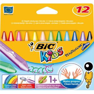 Kleurkrijt bickids 857 plastidecor assorti | Blister a 12 stuk