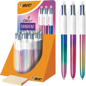 Bic Colours Gradient 4-kleurenbalpen, medium, klassieke inktkleuren, display van 30 stuks