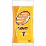 BIC 1 Klassieke Wegwerpscheermesjes Voor Heren Met Een Enkel Mesje En Vaste Kop - Pak van 5 Stuks