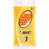 BIC 1 Klassieke Wegwerpscheermesjes Voor Heren Met Een Enkel Mesje En Vaste Kop - Pak van 5 Stuks