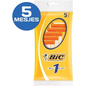 BIC 1 Klassieke Wegwerpscheermesjes Voor Heren Met Een Enkel Mesje En Vaste Kop - Pak van 5 Stuks