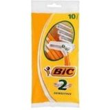 BIC 2 Sensitive Wegwerpscheermesjes Voor Heren Met Een Enkel Mesje En Vaste Kop - Pak van 10 Stuks