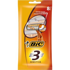 Bic 3 sensitive pouch wegwerpscheermesjes 8 stuks