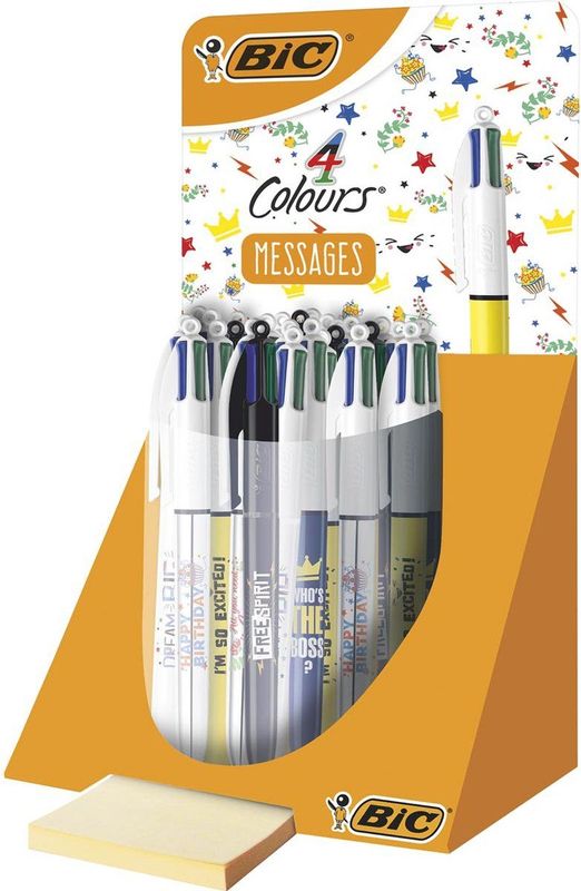 Balpen bic 4kleuren m botonical en tie dye