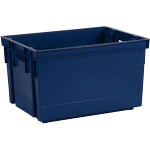 Opbergbox/opbergkrat 20 L - blauw - kunststof - 39 x 29 x 23 cm - stapelbaar/nestbaar