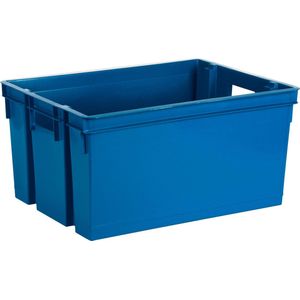 EDA Opbergbox/Opbergkrat 50 L - Blauw - Kunststof - 56 X 41 X 29 - Stapelbaar/Nestbaar