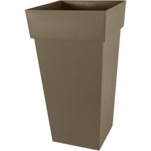 Eda Bloempot Toscane - vierkant - kunststof - taupe - L43 x B43 x H80 cm - 98 liter