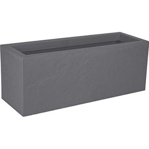 EDA - Balkonbak Volcania'Up 25 l – steenlook – enkelwandig – wateropvangzone – 59 x 19,5 x 22,8 cm – kiezelgrijs