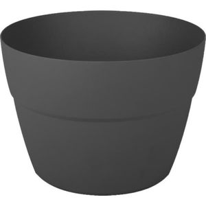 EDA Toscane Bloempot - kunststof - antraciet - D30 x H21 cm - binnen- en buitenshuis