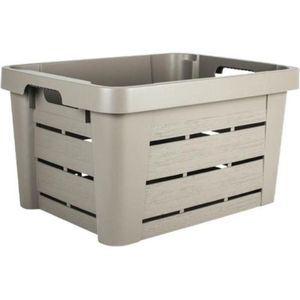 Plastic opbergkrat/fruitkist taupe stapelbaar L55 x W40 x H29 cm - 45 liter - Groente/fruit opbergkratjes/opbergkistjes