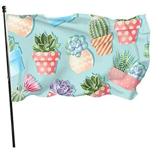 Tuinvlag 90 x 150 cm, vetplanten en cactussen veranda vlag lichtgewicht vlaggen banner 2 metalen oogjes, zomervlaggen, voor feesten, optocht, activiteiten