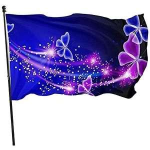 Vlag 90 x 150 cm, blauwe vlinder boerderij vlag vervagen bestendig huis tuin vlag kamer decor veranda vlag, voor activiteiten, tuin, festival