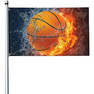 Vlag 90 x 150 cm, basketbalvlag lichtgewicht veranda vlag 2 metalen oogjes strandvlaggen, voor tuin, carnaval, activiteiten