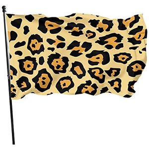 Tuinvlag 90 x 150 cm, gele luipaardprint binnenvlag 2 metalen oogjes veranda vlag vervagingsbestendige welkomstvlag, voor activiteiten, vieringen, feesten