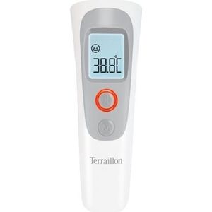 TERRAILLON Contactloze infrarood frontale thermometer - volwassenen en baby's - lichaamstemperatuur/objecten/vloeistoffen/omgevingslucht - geheugen van de laatste 9 metingen - wit/grijs