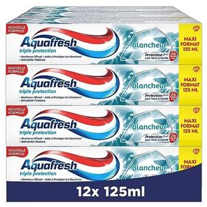 Aquafresh Tandpasta met drievoudige bescherming, voor sterke tanden en een frisse adem, 12 x 125 ml