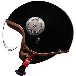 Motorhelm Met Open Gezicht 3/4 Jetmotorhelm HD W-vormig Vizier ECE Gecertificeerde Lichtgewicht Halfbedekkende Helm Voor Heren Dames Verwijderbare Voering En Oorschelpen K,54-61CM
