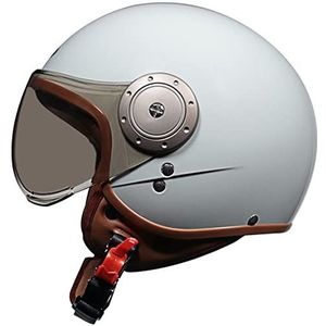 Motorhelm Met Open Gezicht 3/4 Jetmotorhelm HD W-vormig Vizier ECE Gecertificeerde Lichtgewicht Halfbedekkende Helm Voor Heren Dames Verwijderbare Voering En Oorschelpen J,54-61CM
