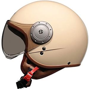 Motorhelm Met Open Gezicht 3/4 Jetmotorhelm HD W-vormig Vizier ECE Gecertificeerde Lichtgewicht Halfbedekkende Helm Voor Heren Dames Verwijderbare Voering En Oorschelpen H,54-61CM