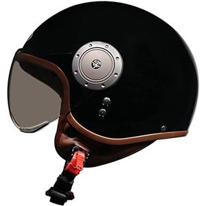 Motorhelm Met Open Gezicht 3/4 Jetmotorhelm HD W-vormig Vizier ECE Gecertificeerde Lichtgewicht Halfbedekkende Helm Voor Heren Dames Verwijderbare Voering En Oorschelpen L,54-61CM