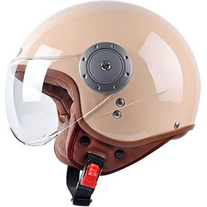 Motorhelm Met Open Gezicht 3/4 Jetmotorhelm HD W-vormig Vizier ECE Gecertificeerde Lichtgewicht Halfbedekkende Helm Voor Heren Dames Verwijderbare Voering En Oorschelpen G,54-61CM