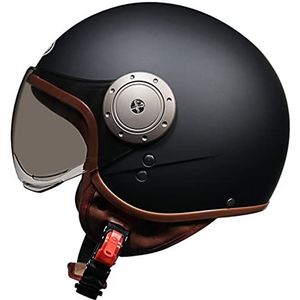 Motorhelm Met Open Gezicht 3/4 Jetmotorhelm HD W-vormig Vizier ECE Gecertificeerde Lichtgewicht Halfbedekkende Helm Voor Heren Dames Verwijderbare Voering En Oorschelpen F,54-61CM