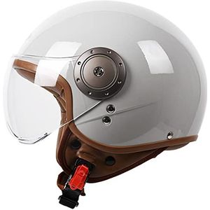 Motorhelm Met Open Gezicht 3/4 Jetmotorhelm HD W-vormig Vizier ECE Gecertificeerde Lichtgewicht Halfbedekkende Helm Voor Heren Dames Verwijderbare Voering En Oorschelpen I,54-61CM