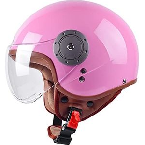 Motorhelm Met Open Gezicht 3/4 Jetmotorhelm HD W-vormig Vizier ECE Gecertificeerde Lichtgewicht Halfbedekkende Helm Voor Heren Dames Verwijderbare Voering En Oorschelpen C,54-61CM
