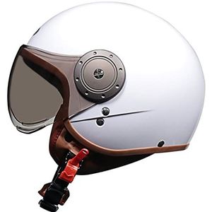 Motorhelm Met Open Gezicht 3/4 Jetmotorhelm HD W-vormig Vizier ECE Gecertificeerde Lichtgewicht Halfbedekkende Helm Voor Heren Dames Verwijderbare Voering En Oorschelpen B,54-61CM