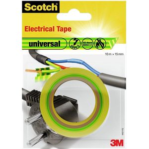 Scotch 4401RED isolatietape universeel, 15 mm x 10 m, 1 stuk geel/groen