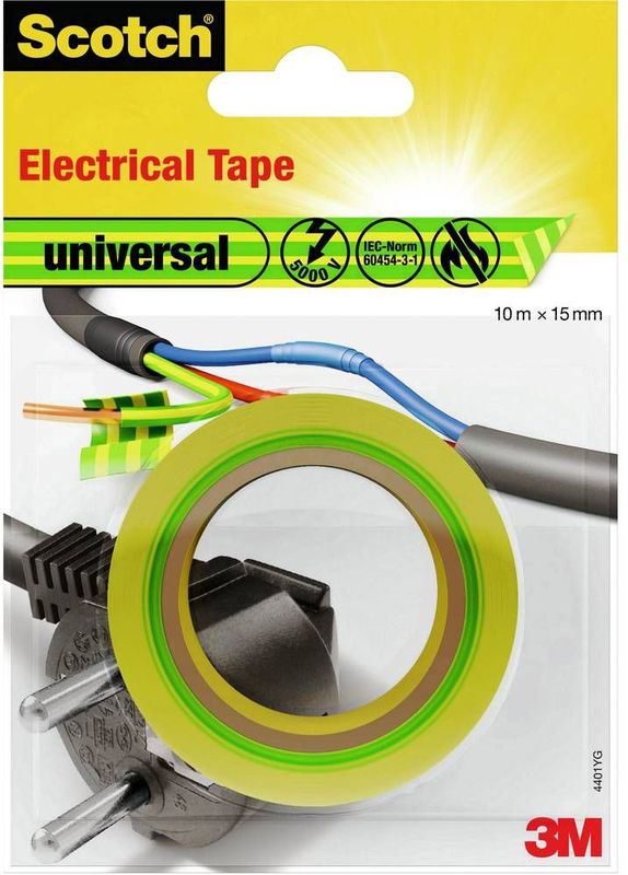 3M universal 4401YG Isolatietape Scotch Geel, Groen (l x b) 10 m x 15 mm 1 stuk(s)