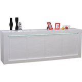 Dressoir Karma 220 cm breed - Hoogglans wit met Led