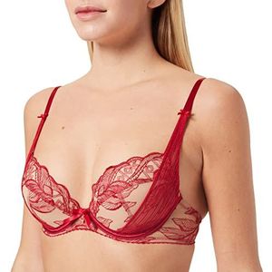 Aubade Push-up beha voor dames, bloementattoo-beha, rood (kist)