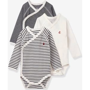Petit Bateau - Rompertjes - Wit - Katoen - Set van 3
