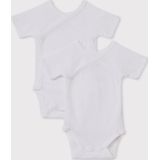 Petit Bateau Set van 2 effen katoenen body's met korte mouwen Unisex Rompertje - Wit