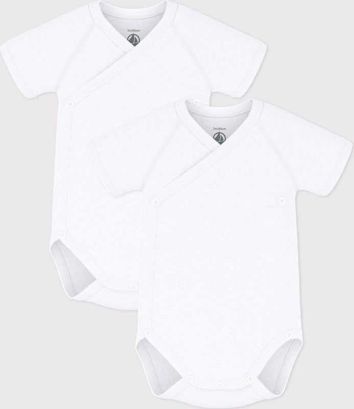 Petit Bateau Set van 2 Rompertjes - Wit - Unisex - Lange Mouwen