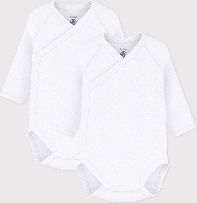 Petit Bateau - Rompertje - Wit - Katoen - Set van 2 met Lange Mouwen