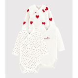 Petit Bateau Set van 3 rompertjes met lange mouwen in biologisch katoen Meisjes Rompertje