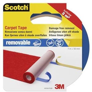 3M Scotch Dubbelzijdig plakband voor tapijten, 50 mm x 7 m, 1 rol