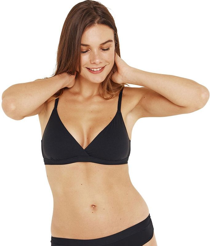 Athena - Easy Seconde Skin Beha voor dames - gekruiste driehoekige beha, zonder beugel - Ultra Stretch microvezel, Zwart, S