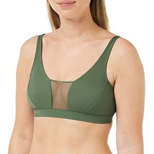 Athena - Damesbeha van tule - zonder beugel - ultrazachte microvezel, ademend en rekbaar - grafische en transparante stijl, Khaki Rookt, S