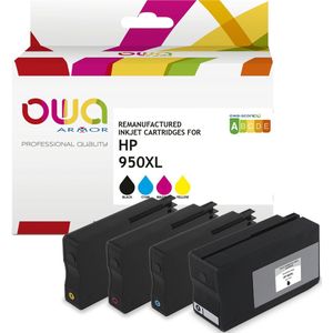 OWA inkjet HP 950XL B, 951XL C, 951XL M, 951XL Y - refurbished original HP cartridge - 1x Zwart, 1x Cyaan, 1x Magenta, 1x Geel hoge capaciteit